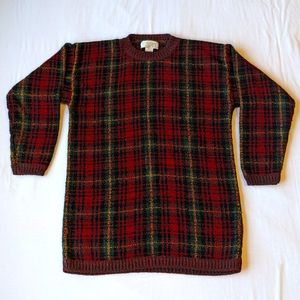 'Cleo' Red/Green Plaid Sweater